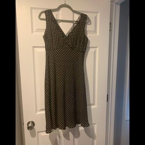 Loft black and cream polka dot sheath dress size 8